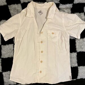 Women’s cream linen Short Sleeve Shirt